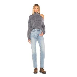 Lovers + Friends Chunky Knit Sweater Cold Shoulder Wool Blend Top Size Medium